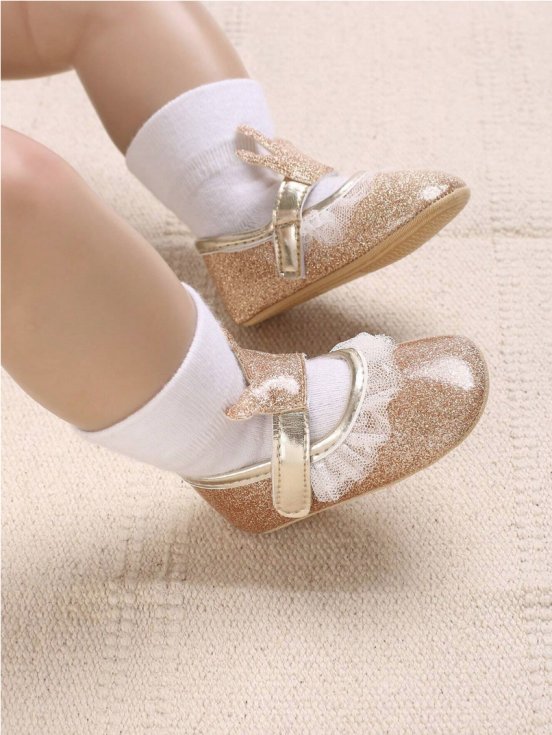 Baby Sko, Gyldne Baby Sko, Elegante Baby Sko, Komfortable Baby Sko, Kvalitets Baby Sko, Baby Sko med Kroner, Unikke Baby Sko