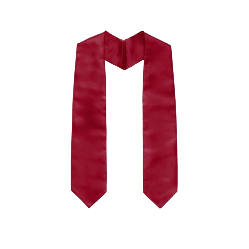 dimission stola, studenterstola, satin stola, skoleafslutning, studenterfest, akademisk kappe, højtidelig stola, bordeaux stola