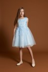 Evelina festkjole til piger i fuld figur, lyseblå nuance