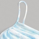 Pige i blå Fiorella maxikjole med rosenprint set forfra