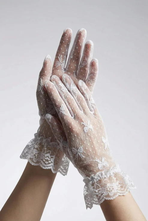 blondehandsker til børn, festlige handsker, børnehandsker med sløjfer, hvide handsker til bryllup, elegante børnetilbehør, handsker til særlige lejligheder