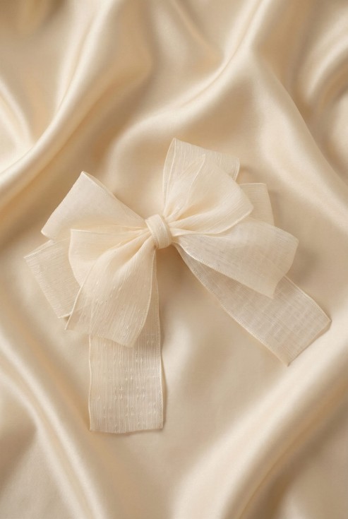 hårspænde til piger, cremefarvet sløjfe, elegant hårtilbehør, festligt hårspænde, hårpynt til børn, sløjfe til håret, accessories til piger, dåbstilbehør, bryllupstilbehør til børn