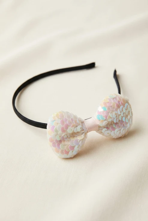 hårbånd til piger, sequined bow hårbånd, høj kvalitet hårbånd, elegante hårbånd, unikt hårbånd