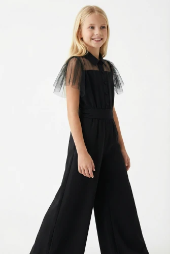 Elegant pige-jumpsuit Blair sort til særlige lejligheder