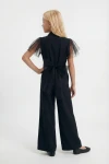 Elegant pige-jumpsuit Blair sort til særlige lejligheder nærbillede, materiale og forarbejdning, festtøj til piger, ZOYA Fashion