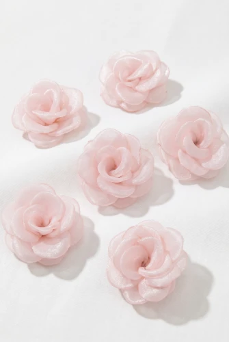 Sæt med 6 pinke organza hårspænder til pige