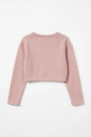 Pige-bolero Ada pink i blød strik nærbillede, materiale og forarbejdning, festtøj til piger, ZOYA Fashion
