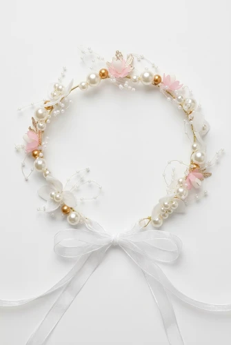 Pink hårbøjle med blomster og perler til pige