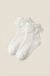Hvide elegante pige-strømper med blonde, hvide strømper pige, festrømper barn, knæstrømper pige hvid, Dåb strømper, kommunion strømper, blonde strømper pige, brudepige strømper, ZOYA Fashion