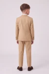 Beige jakkesæt til drenge Liam set bagfra – blazer og bukser