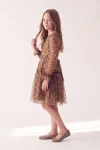 Gallakjole Holly med leopardprint i profil – sløjfe bagpå i taljen